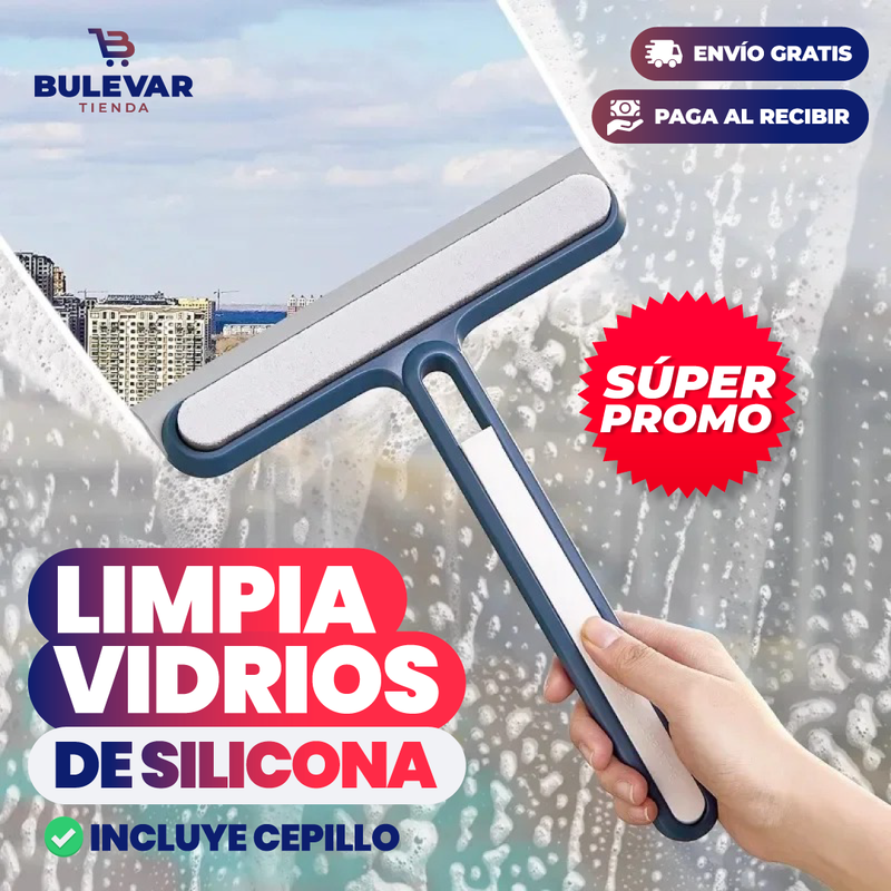 LIMPIA VIDRIOS DE SILICONA CON CEPILLO