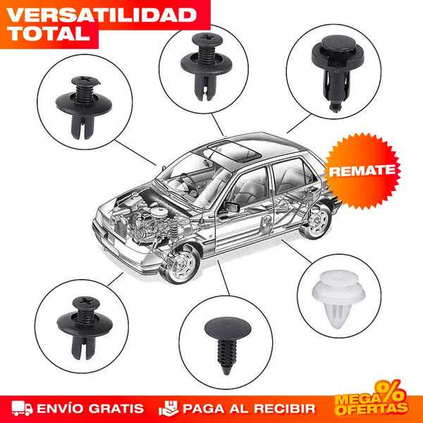 KIT DE CLIPS "REMACHES" PARA CARRO 100 PIEZAS