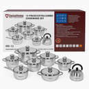Set de Ollas Swisshome de Acero Quirúrgico con Tetera 13 Piezas