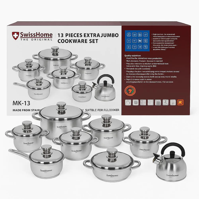 Set de Ollas Swisshome de Acero Quirúrgico con Tetera 13 Piezas