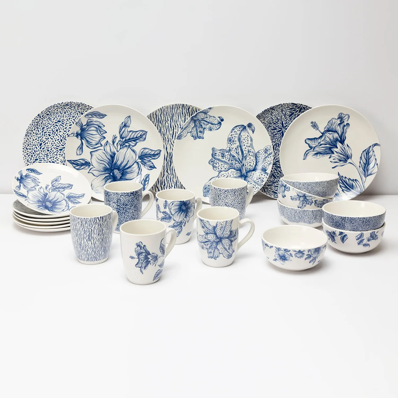 Juego de Vajilla Roberta Allen Botanical Blue 48 Piezas