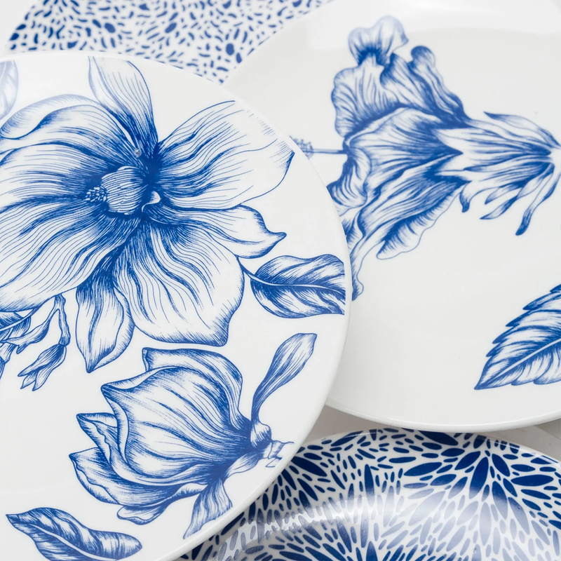 Juego de Vajilla Roberta Allen Botanical Blue 48 Piezas